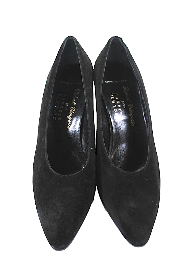 Robert Clergerie Paris. Black Suede Pointed Toe Slide On Pumps Black Size 8.5 B