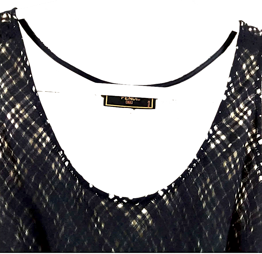 Fendi Italy. Black Cotton Blend Dress