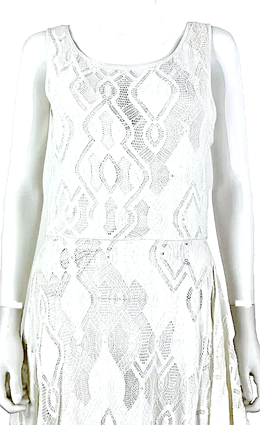 Jean-Paul Gaultier Paris. "Fuzzi" Line. Ivory Lined Stretch Knit Mesh Sheath Dress