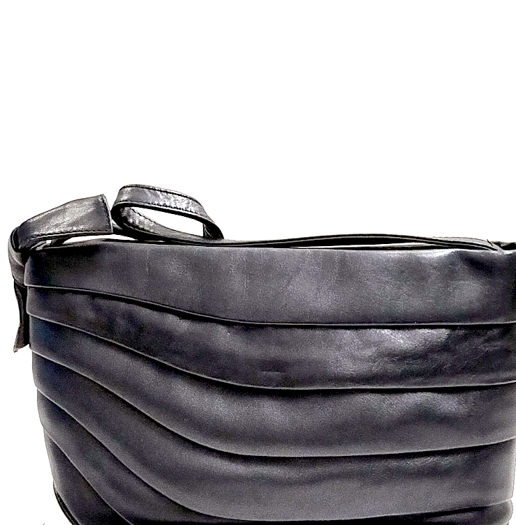 Valentino Garavani Italy. Vintage Black Leather Crossbody / Shoulder Bag