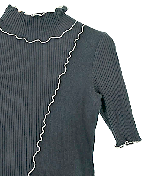 UNITED TOKYO JAPAN. Black Cut/Sewn Ribbed Poly Blend Shirt