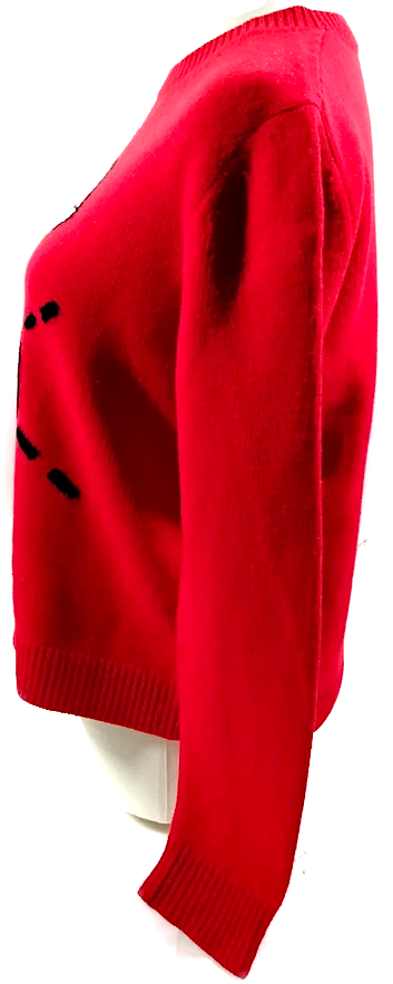 Gucci Italy. Red Illustration LOGO Wool Sweater Top