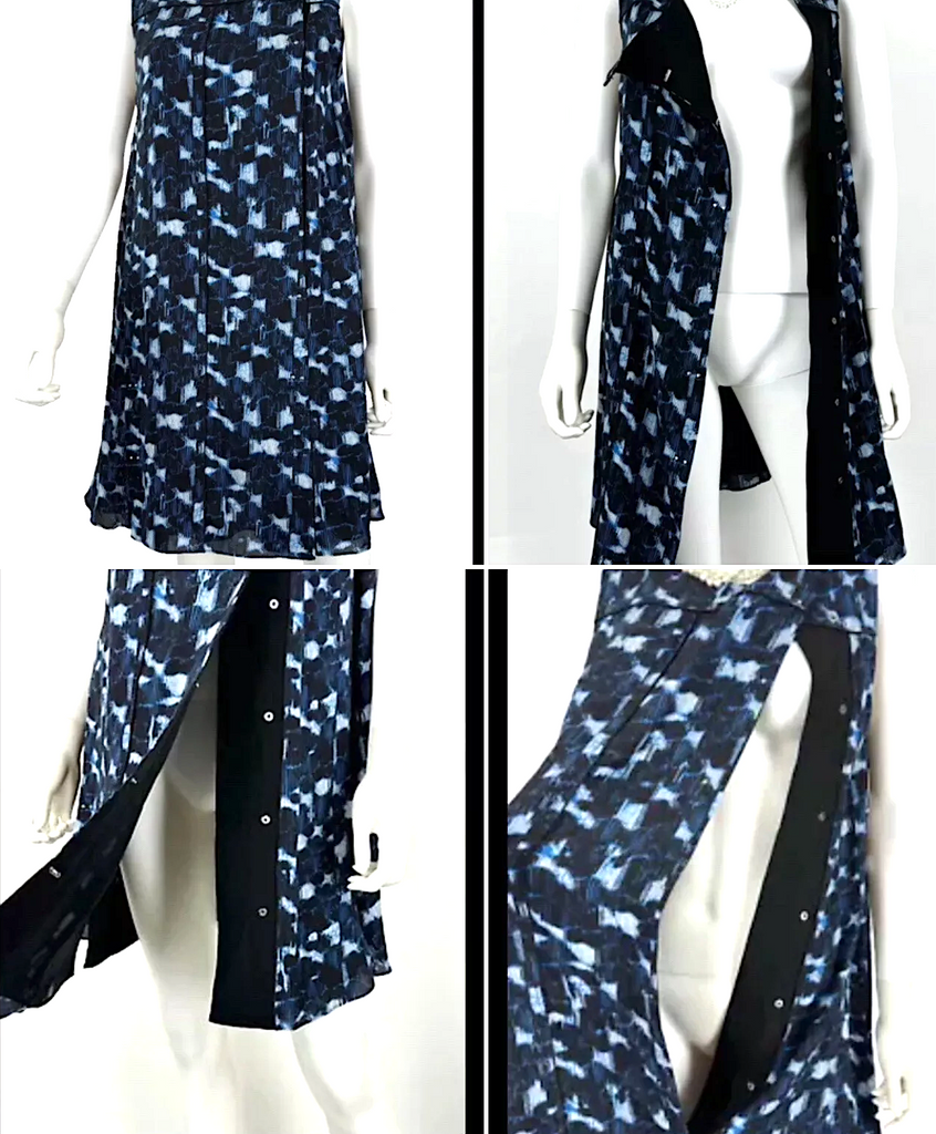 Proenza Schouler NY.Blue Print Silk Viscose Blend Lined Shift Wrap Dress