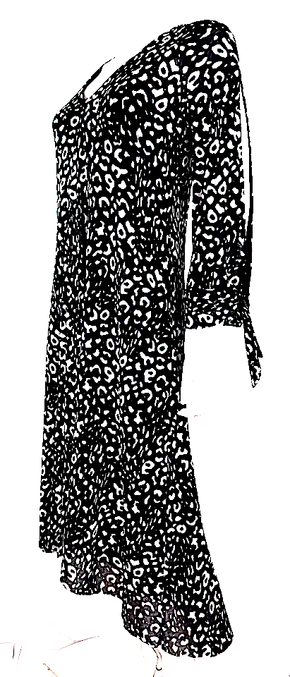 Jean-Paul Gaultier Paris. "Fuzzi" Line. Black/White Print Asymmetrical Dress