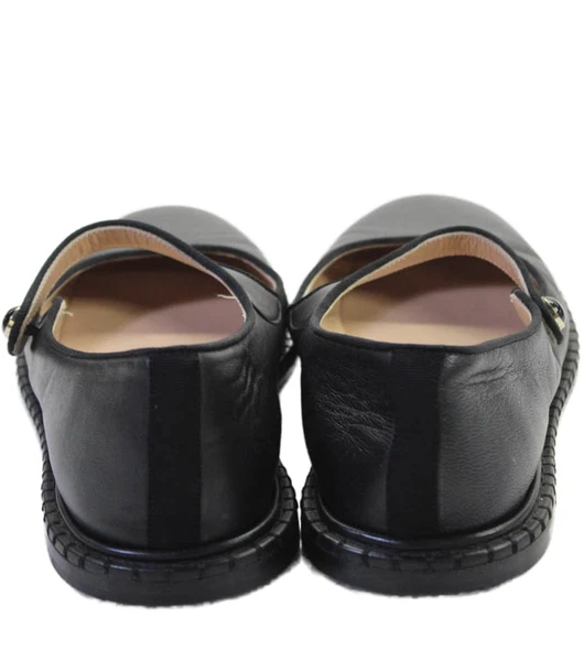 Chloe Paris. Black Leather Round Toe One Strap Mary Jane Flats Black SZ 41FR 39.5 USA