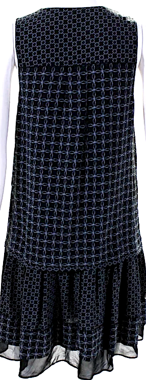 Proenza Schouler NY. Black Silk Abstract Print A Line Dress