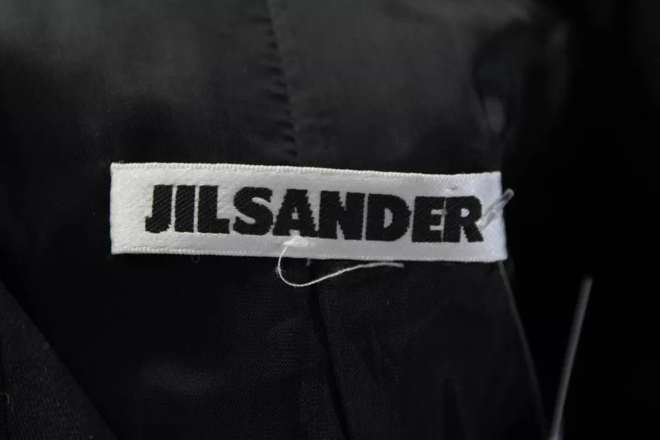 Jil Sander Black Wool Collared Buttoned Long Sleeve Blouse Top