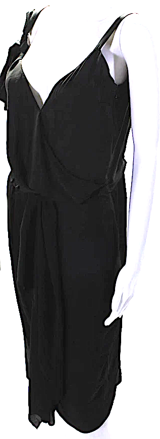 Nina Ricci Paris. Black V-Neck Sleeveless Drape Detail Shift Dress S