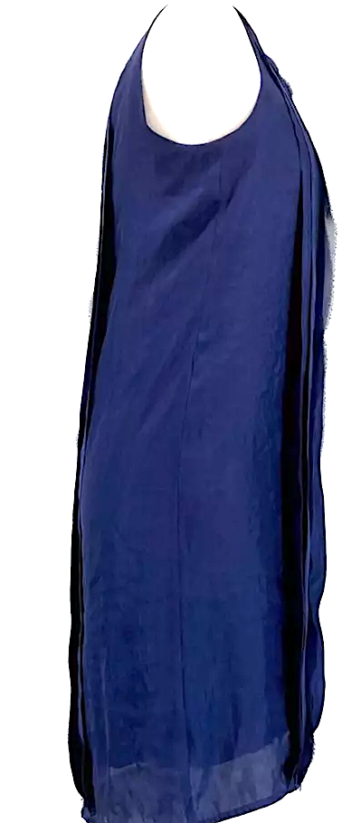 TOMORROWLAND JAPAN. BALLSEY. Blue Silk, Lined sleeveless Shirt Dress