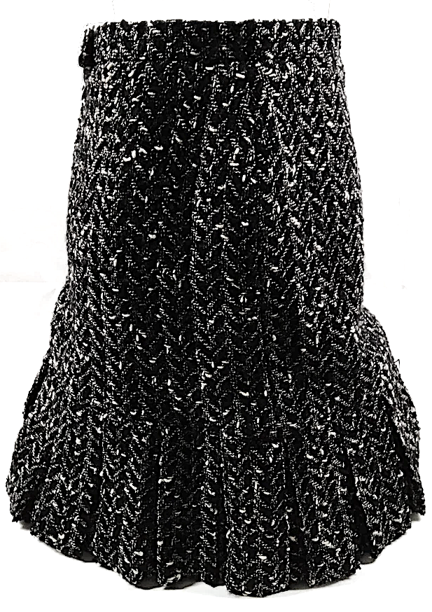 Chanel Paris. Black Tweed Wool, Nylon Skirt