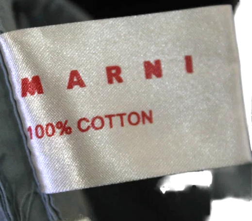 Marni Italy. Green/Grey Cotton Textured Batwing Lined Collar Belted Top