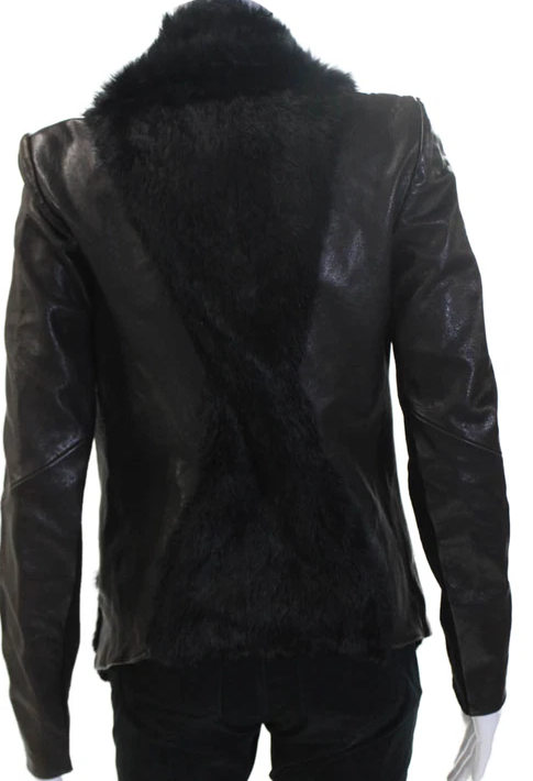 Helmut Lang Black Lapin Rabbit Fur Long Sleeve Jacket