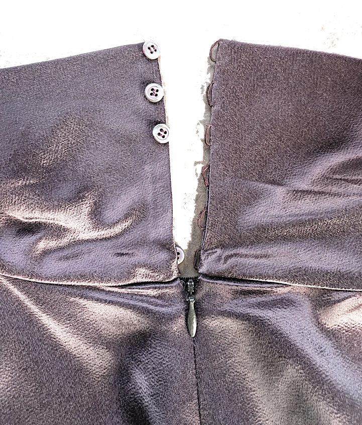 PRADA ITALY.Rich Brown/Bronze Sash Sheath Dress Cap Sleeves