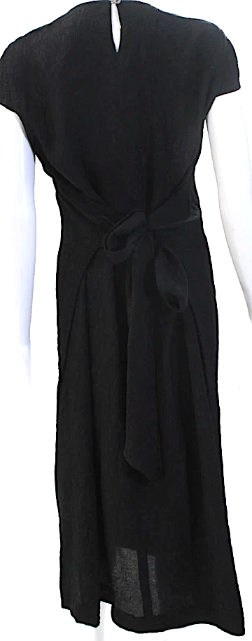 Dries Van Noten Belgium Black Round Neck Short Sleeve Sheath Dress