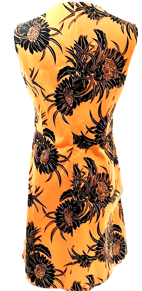 PRADA ITALY. Vintage Printed Cotton Sunflowers Print Dress