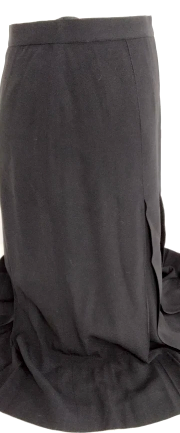 Chanel Paris. Black Acetate, Viscose Blend Pleats Accent Flared Skirt