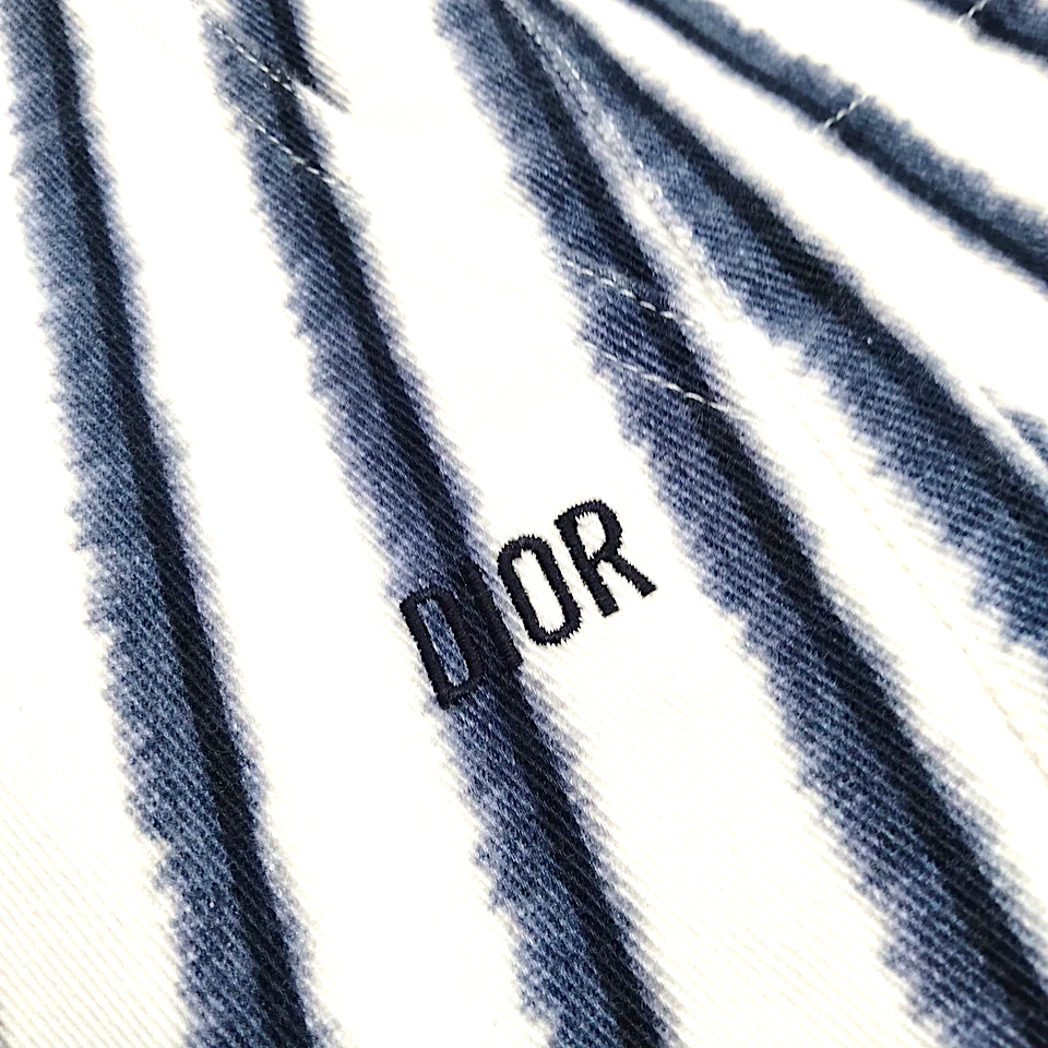Christian Dior Paris. White/Blue Dyed Cotton/Elastane Pants Made in Portugal