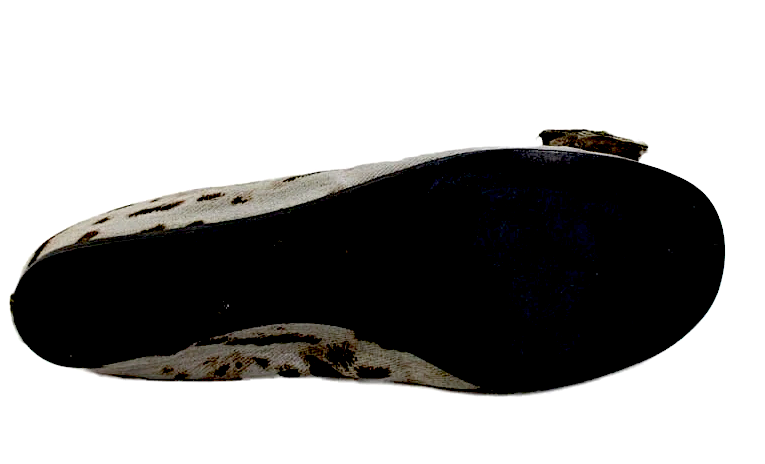 Lanvin Paris. Brown Canvas Slip On Animal Printed Bow Ballet Flats