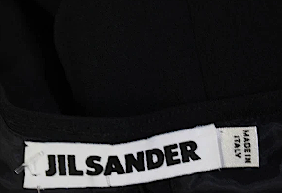 Jil Sander Navy Blue Acetate V-neck Cut-Out Back, Sleeveless Lined Shift Dress