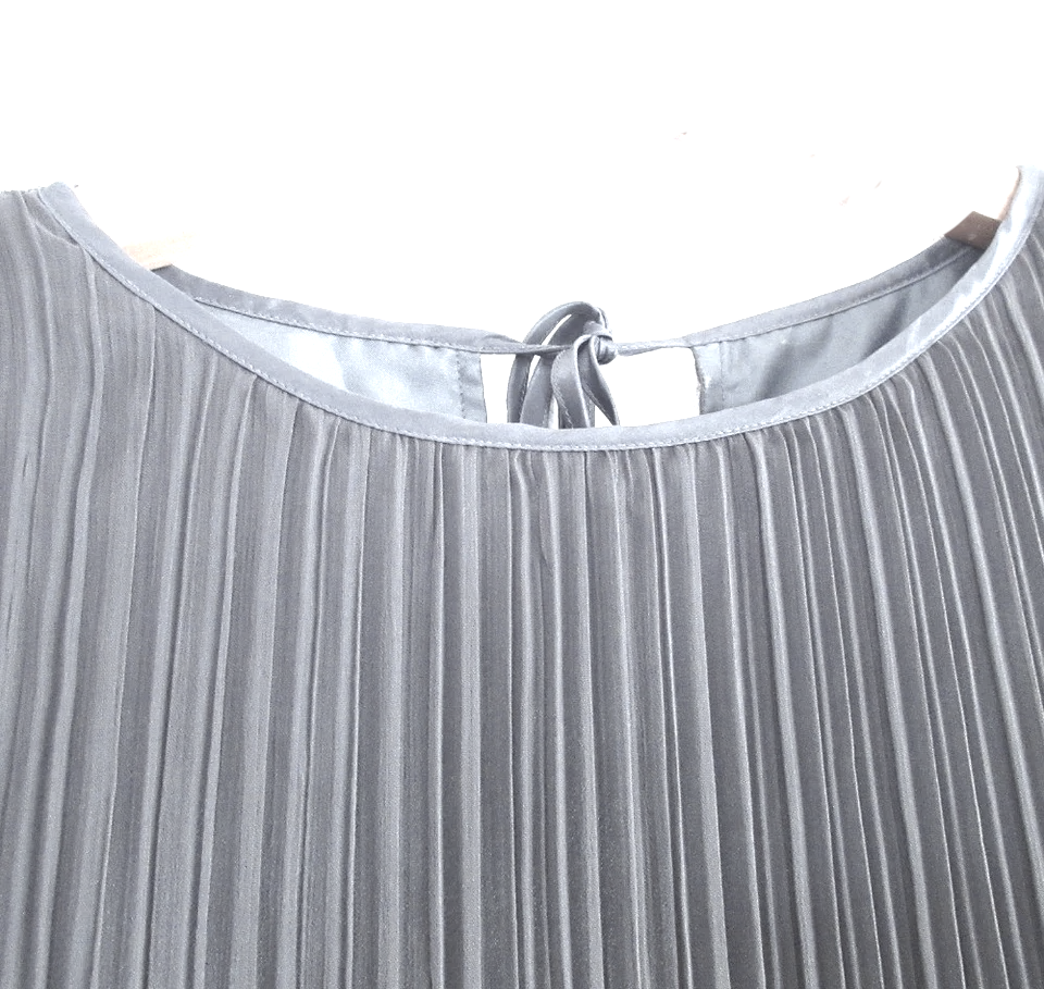 nano universe JAPAN. LB.03 Charcoal Color Semi-Sheer Pleated Dress