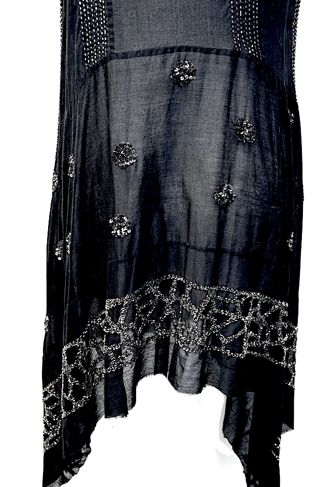 Peachoo + Krejberg Paris/New Delhi. Black Cotton Semi Sheer w/Silver Embellishments Tunic/Mini Dress