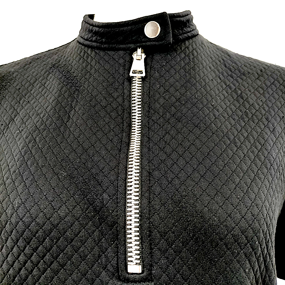 Gucci Italy Black Nylon Half Zip Dress