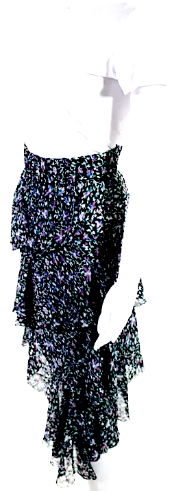 Etoile Isabel Marant Paris. Blue, Purple Asymmetric Tiered Midi Skirt