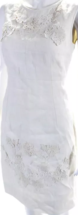 Dolce & Gabbana Italy. White/Beige Embroidered Floral Lace Sleeveless Pencil Dress