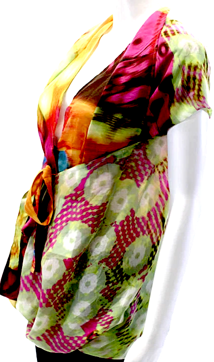 Issey Miyake Japan. Cotton Abstract Short Sleeved Buttoned Multicolored Shirt