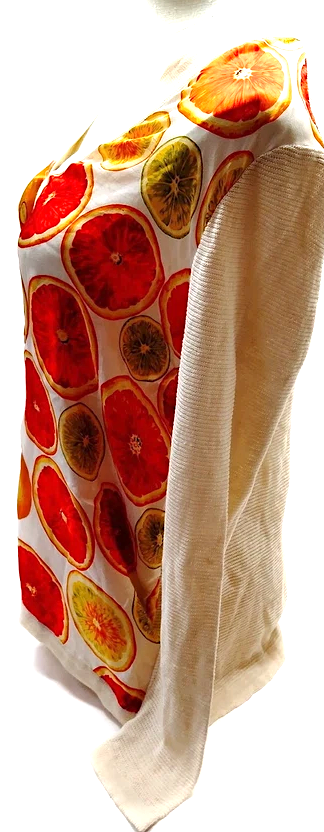 Gucci Italy. Knit "Oranges" Logo Cotton/Linen/Nylon Cardigan Style Top