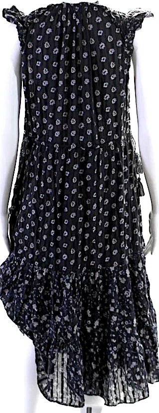 Ulla Johnson Black Cotton Floral Print Sleeveless Sun Dress