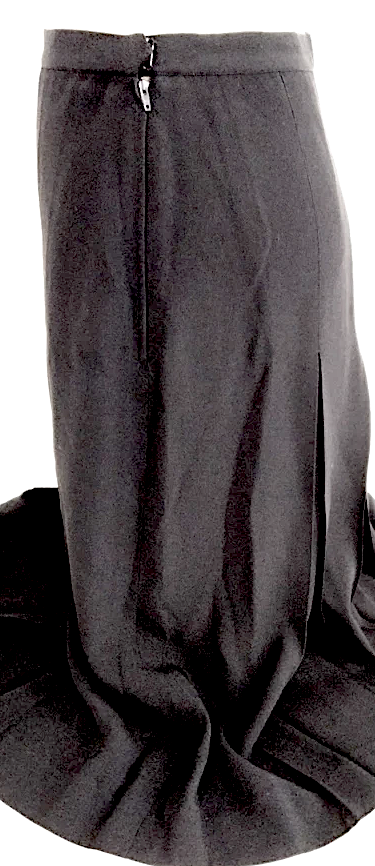 Chanel Paris. Black Acetate, Viscose Blend Pleats Accent Flared Skirt