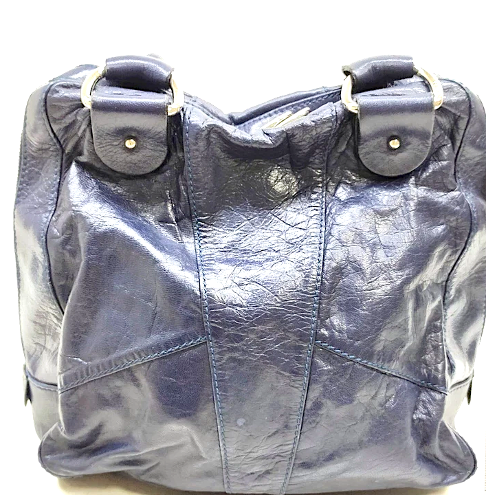 Fendi Italy. Distressed Navy Blue Leather Hand Bag