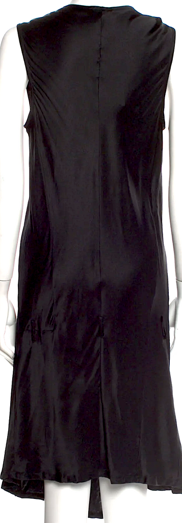 Ann Demeulemeester Belgium. Vintage 2010s Collection Black Silk Midi Length Dress