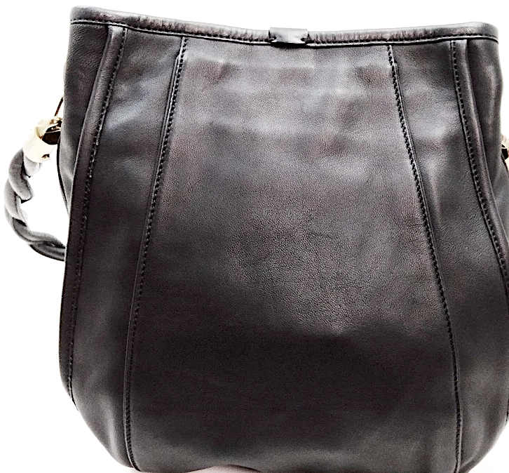 Chloe Paris. Vintage PHOEBE PHILO. Black Leather Shoulder Bag w/Braided Handle