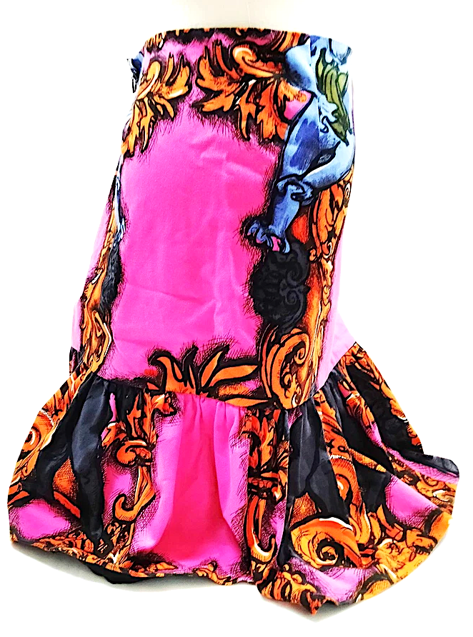 Prada Italy. Vintage Silk, Cupro, Cotton Blend Abstract Print Skirt