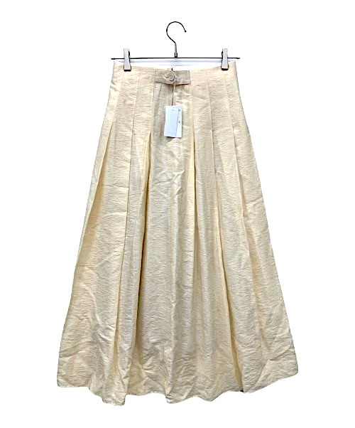 TOMORROWLAND JAPAN. BALLSEY. ivory Cotton Dobby Twill Tuck Pleated Long Skirt