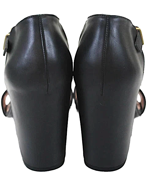 Robert Clergerie PARIS. Black Leather Ankle Strap Open-Toe Heels Size 9.5