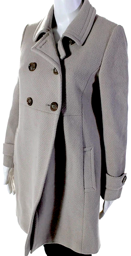 Beauty & Youth United Arrows Japan. Beige Wool Double Breasted Long Sleeve Pea Coat