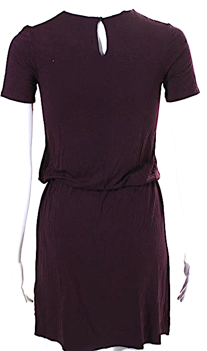 Gucci Italy. Burgundy Viscose Knit Embellishments Front Drop Waist Mini Dress