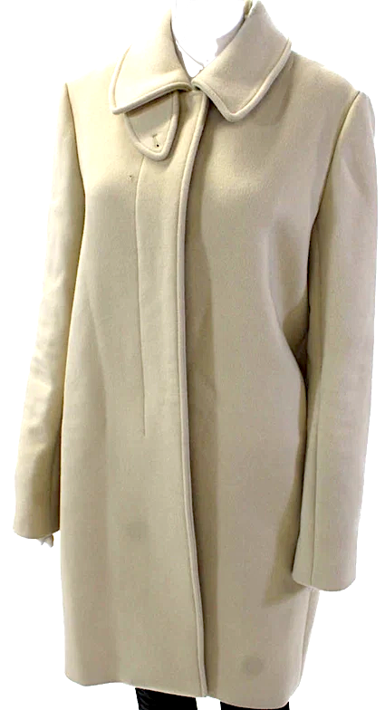 Chloe Paris. Pale Beige Wool Button Down Long Sleeves Coat