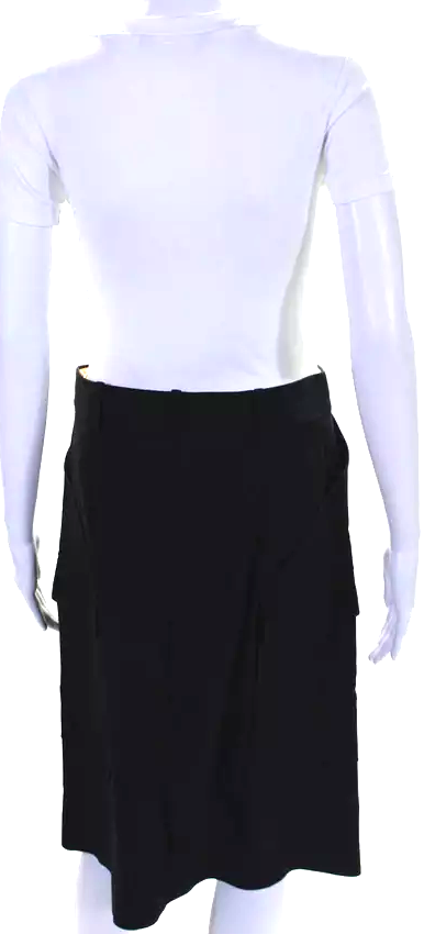 Chloe Paris. Iconic Navy Acetate Slit Front Knee Length Cargo Skirt