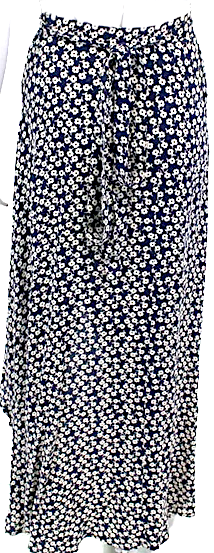 Reformation NY. Blue/White Floral Print Viscose A Line Wrap Skirt