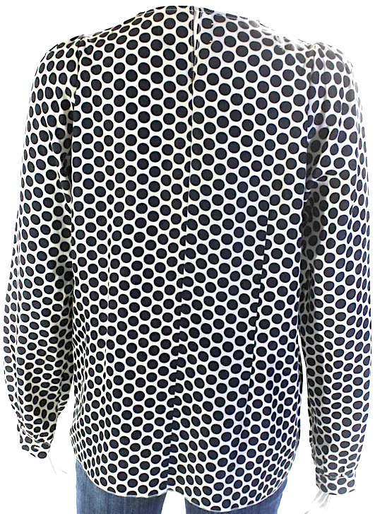 Marni Italy. Black/White Viscose Blend Long Sleeves Polka Dot Blouse