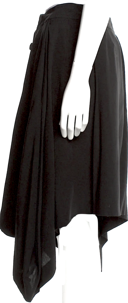 Ann Demeulemeester Belgium. Vintage From 2010s Collection Black Rayon/Wool Blend Full Midi Length Skirt