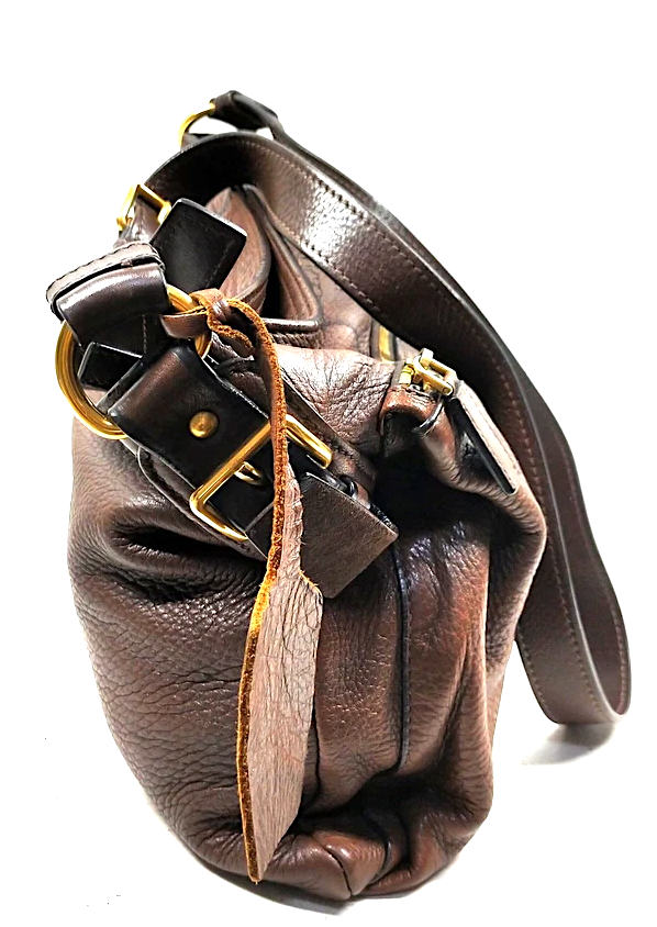 Prada Italy. Brown Pebbled Leather Shoulder Bag / Crossbody bag