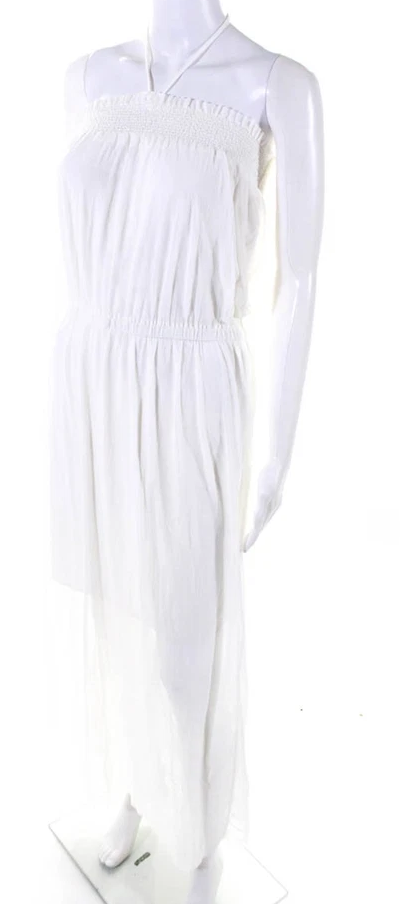 Jean Paul Gaultier Paris. Fuzzi Line. White Halter Strapless Smocked A Line Maxi Dress