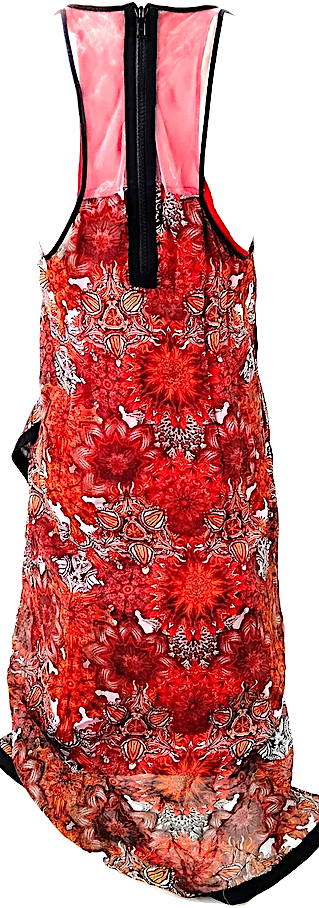 Helmut Lang NY. Red Rayon, Silk, Polyester Dress