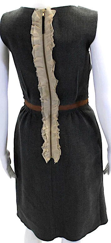 Dolce & Gabbana Italy. D&G. Gray Wool Sleeveless Inverted Pleat Dress