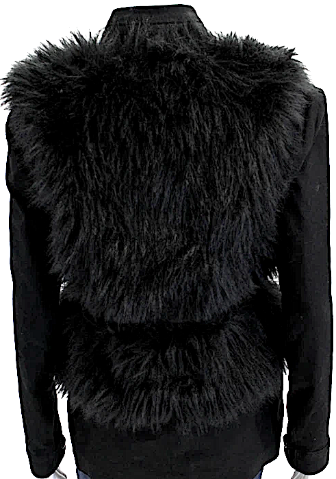 Loeffler Randall Black Cotton Faux Fur Front Long Sleeve Jacket